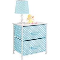 mDesign Mesa de luz infantil con 2 cajones – Organizador de armarios para niños de fibra sintética transpirable con…